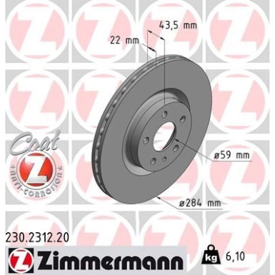 ZIMMERMANN Bremsscheibe 230.2312.20 ZIMMERMANN Bremsscheibe 230.2312.20