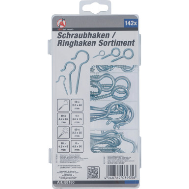 BGS Schraubhaken / Ringhaken Sortiment 142-tlg BGS Do it yourself 88180