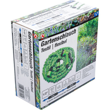 BGS Wasserschlauch Textil flexibel mit Garten-Handbrause mit 7 Funktionen 3 - 10 m BGS Do it yourself 70903