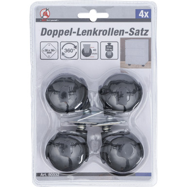 BGS Doppel-Lenkrollen-Satz | Ø 40 mm | 4-tlg | 80332