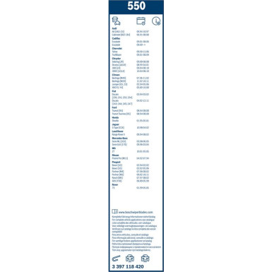 550 BOSCH | Wischerblatt | TWIN-Standard | 3397118420