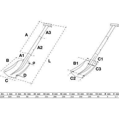 2139 BGS Aluminium-Schneeschaufel mit steckbarem Schnellverschluss-Stiel