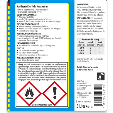 Sonax AntiFrost & KlarSicht Citrusduft Konzentrat 5L AntiFrost+KlarSicht Konzentrat Citrus 03325050