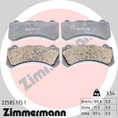 ZIMMERMANN Bremsbelagsatz, Scheibenbremse | 22585.175.1