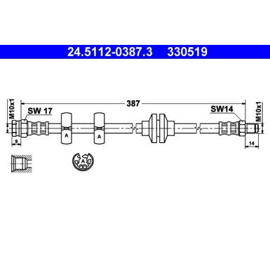 ATE Bremsschlauch | 24.5112-0387.3
