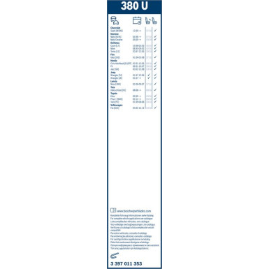 BOSCH | Wischerblatt U380 | TWIN-Standard | 3397011353