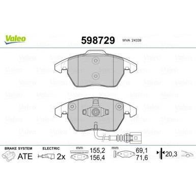 VALEO Bremsbeläge | 598729