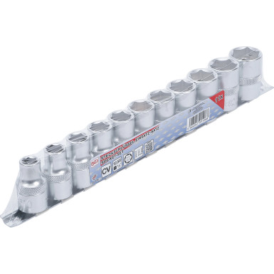 BGS Steckschlüssel-Einsatz-Satz, Sechskant | Antrieb Innenvierkant 12,5 mm (1/2"""") | SW 10 - 21 mm | 11-tlg | 9106