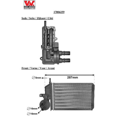 VAN WEZEL Wärmetauscher, Innenraumheizung 17006259