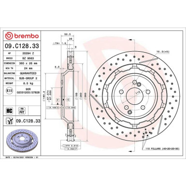 Bremsscheibe HA MERCEDES C,E,S-Klasse,AMG 11 PRIME LINE - Dual Cast 09.C128.33