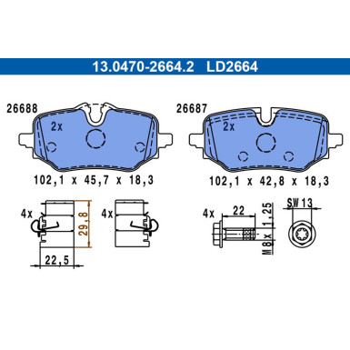 ATE Bremsbelagsatz, Scheibenbremse ATE Bremsbelagsatz, Scheibenbremse