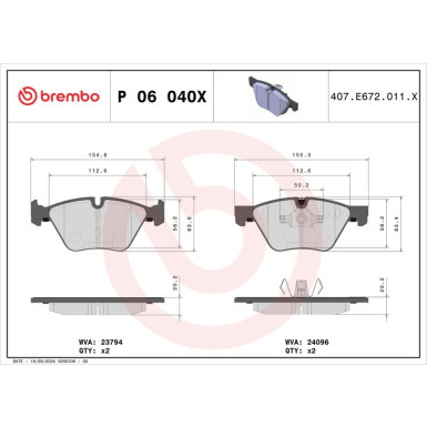 BREMBO Bremsklötze Xtra VA BMW 1, 3 03-13 XTRA LINE P 06 040X