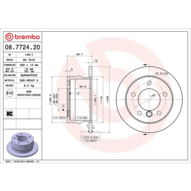 17 482 009 Bremsscheibe HA MERCEDES W463,Sprinter,VW LT 01 PRIME LINE 08.7724.20