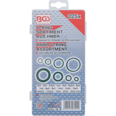 BGS O-Ring-Sortiment | HNBR | Ø 3 - 22 mm | 225-tlg | 8121