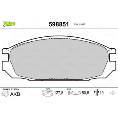 VALEO Bremsbeläge 598851