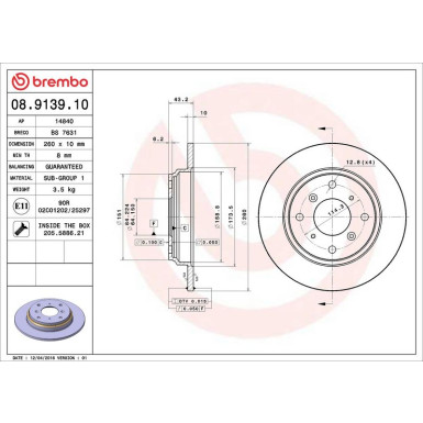 86 482 008 Bremsscheibe HA | HONDA Accord,Prelude 90 | 08.9139.10