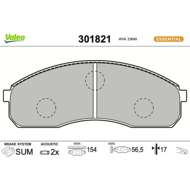 VALEO Bremsbeläge 301821