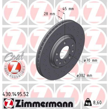 10 481 034 Sport Bremsscheibe VA Sport OPEL Signum,Vectra,SAAB 9-3 02 SPORT Z 430.1495.52