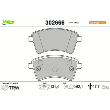 VALEO Bremsbeläge 302666