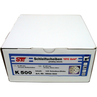 STC Schleifscheibe Gold (150 mm, 15 Loch, Klett), 500er Körnung | 8500500 STC Schleifscheibe Gold (150 mm, 15 Loch, Klett), 500er Körnung | 8500500