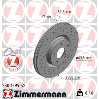ZIMMERMANN Bremsscheibe | 250.1399.52