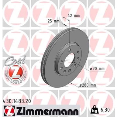 ZIMMERMANN Bremsscheibe | 430.1483.20