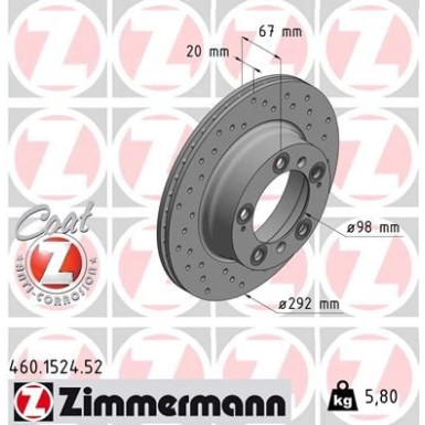 ZIMMERMANN Bremsscheibe 460.1524.52 SPORT Z