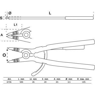 BGS Sprengringzange | gerade | für Außensprengringe | 500 mm | 6736