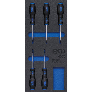 BGS Werkstattwageneinlage 1/3: Schraubendreher T-Profil (für Torx) | 5-tlg | 4076