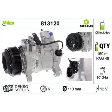 VALEO Kompressor, Klimaanlage 813120 VALEO CORE-FLEX