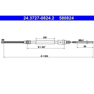 ATE Handbremsseil Seilzug Festellbremse 24.3727-0824.2 ATE Handbremsseil Seilzug Festellbremse 24.3727-0824.2
