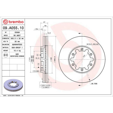 85 481 058 Bremsscheibe VA | NISSAN Patrol GR 97 | 09.A055.10