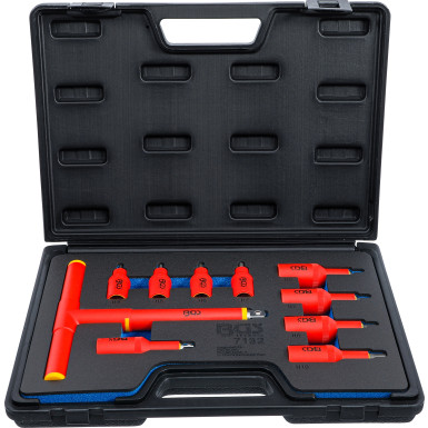 BGS VDE-Bit-Einsatz-Satz | Antrieb Innenvierkant 10 mm (3/8"""") / 12,5 mm (1/2"""") | Innensechskant 4 - 10 mm | 10-tlg | 7132