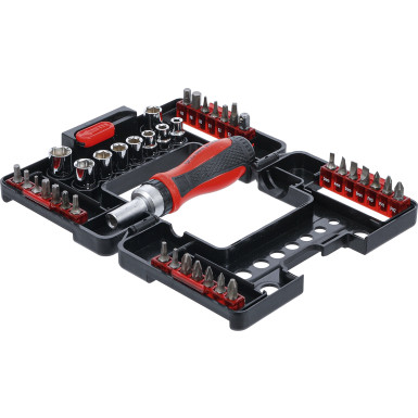 BGS Bit-/Steckschlüssel-Einsatz-Satz mit Ratschen-Drehgriff für Bits, umschaltbar 38-tlg BGS Do it yourself 20138