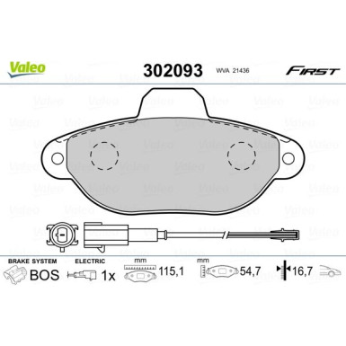 VALEO Bremsbeläge | 302093