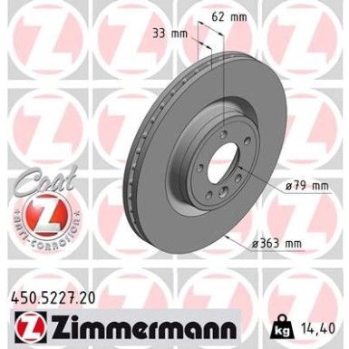 ZIMMERMANN Bremsscheibe 450.5227.20 Coat Z