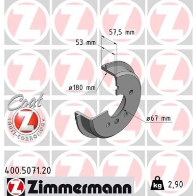 ZIMMERMANN Bremstrommel | 400.5071.20