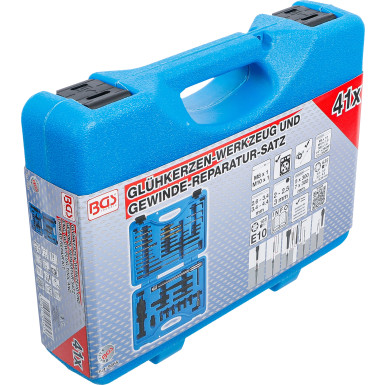 BGS Glühkerzen-Werkzeug und Gewinde-Reparatur-Satz | M8, M10 | 41-tlg | 9565
