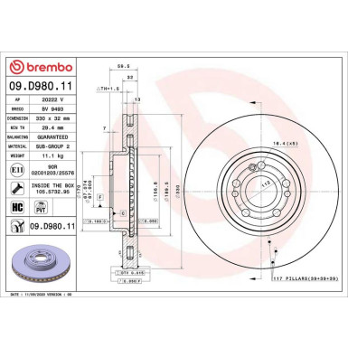 Bremsscheibe VA MERCEDES GLE 18 PRIME LINE - UV Coated 09.D980.11