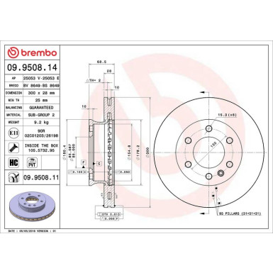 15 481 063 Bremsscheibe VA MERCEDES Sprinter,VW Crafter 06 PRIME LINE - UV Coated 09.9508.11