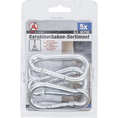 BGS Karabinerhaken-Sortiment 80 x 8 mm 5-tlg BGS Do it yourself 85792