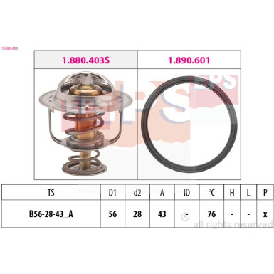 Thermostat, Kühlmittel Made in Italy - OE Equivalent 1.880.403