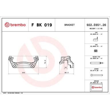BREMBO Bremssattelhaltersatz | F BK 019