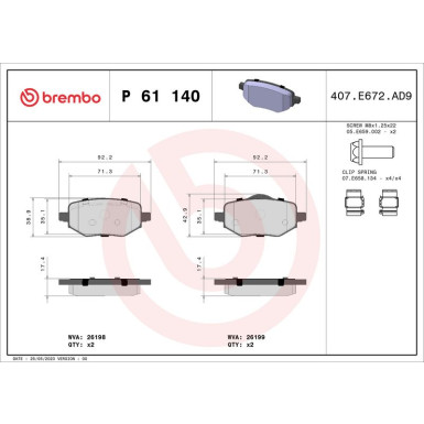 BREMBO Bremsklötze HA | CITROEN C4 PEUGEOT 208 19 | P 61 140