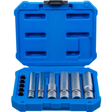 BGS Glüh- und Zündkerzen-Gelenk-Einsatz-Satz | Antrieb Innenvierkant 6,3 mm (1/4"""") / 10 mm (3/8"""") | SW 8 - 9 - 10 - 12 - 14 - 16 mm | 11-tlg | 80000