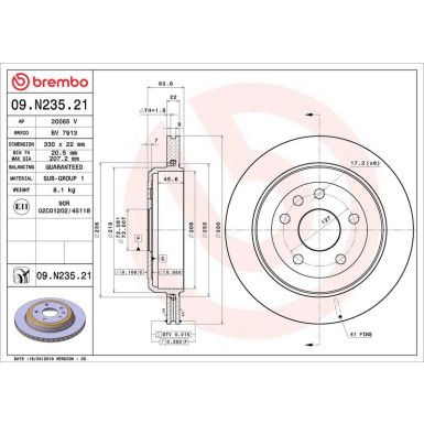 Bremsscheibe HA JEEP Grand Cherokee 10 PRIME LINE - UV Coated 09.N235.21