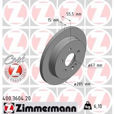 ZIMMERMANN Bremsscheibe | 400.3604.20