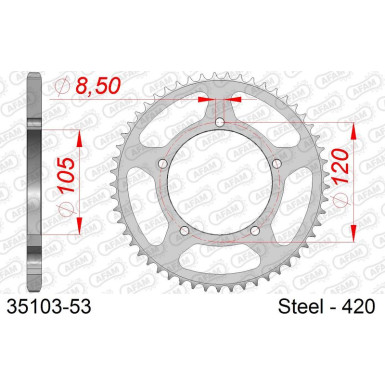 AFAM Kettenrad STAHL 53 Zähne | für 420 | 35103-53