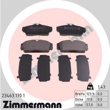 ZIMMERMANN Bremsbeläge | 23463.170.1