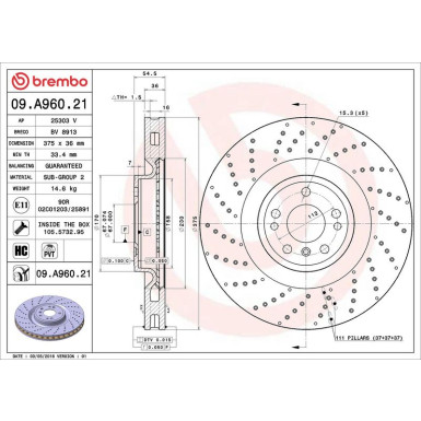 15 481 178 Bremsscheibe VA MERCEDES M-Klasse 11 PRIME LINE - UV Coated 09.A960.21